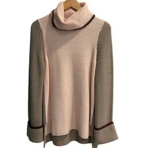 by Anthropologie Size Small Waffle Knit Colorblock Turtleneck Sweater
